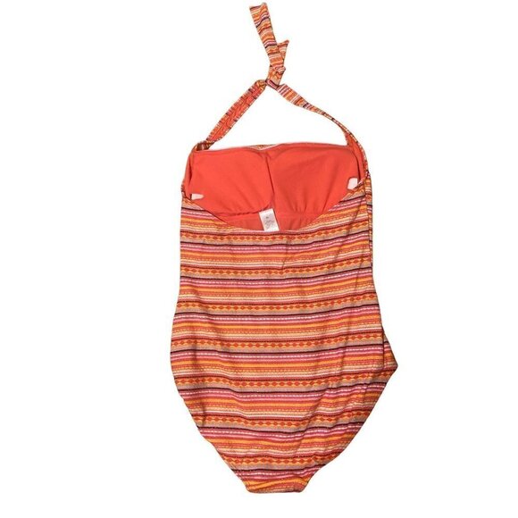 Women's Lascana Venus Swimsuit One Piece  Muti Orange Halter Top SZ 16 VGC Charm - Picture 2 of 8
